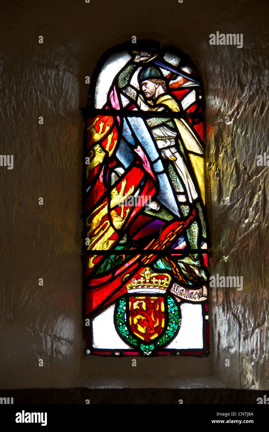 Stained glass window of William Wallace in Edinburgh Castle, in the St