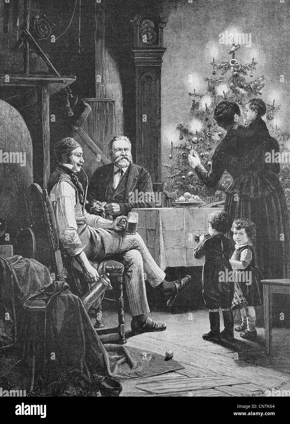 Fritz Reuter's Christmas, Christian Friedrich Ludwig Heinrich Reuter, 1810-1874, one of the most important German poets and writ Stock Photo