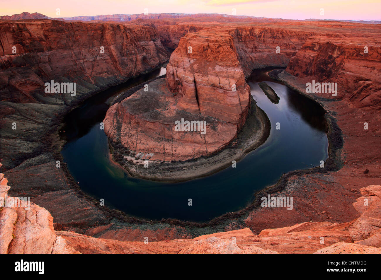 Horseshoe Bend, Colorado River in evening light, USA, Arizona, Glen Canyon National Recreation Area, Page Stock Photo
