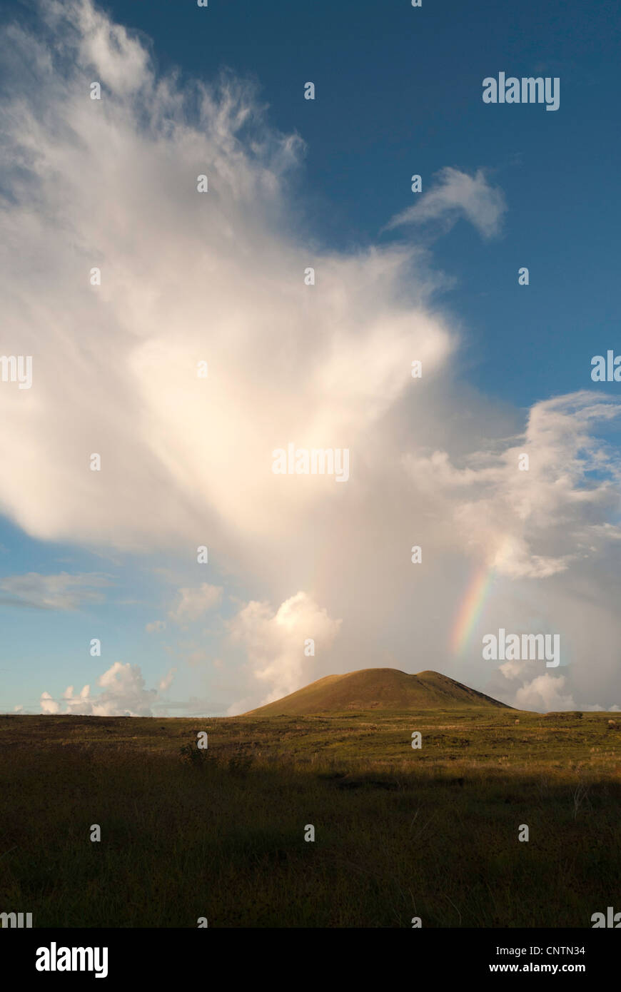 Eruption like cloud with rainbow over volcano in Easter Island Stock Photo  - Alamy, image size:870x1390