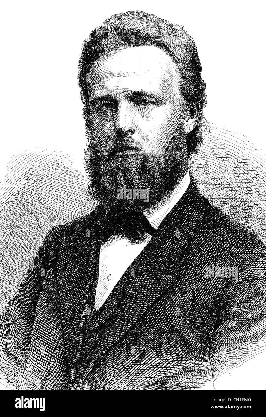 Friedrich Kapp, 1824 - 1884, a German-American attorney, writer and politician, historical woodcut, circa 1870 Stock Photo