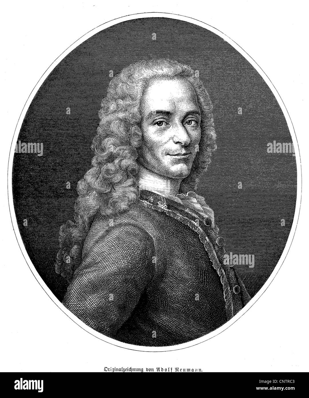 Voltaire, actually Francois Marie Arouet, 1694-1778, author of French and European Enlightenment, historical engraving, circa 18 Stock Photo