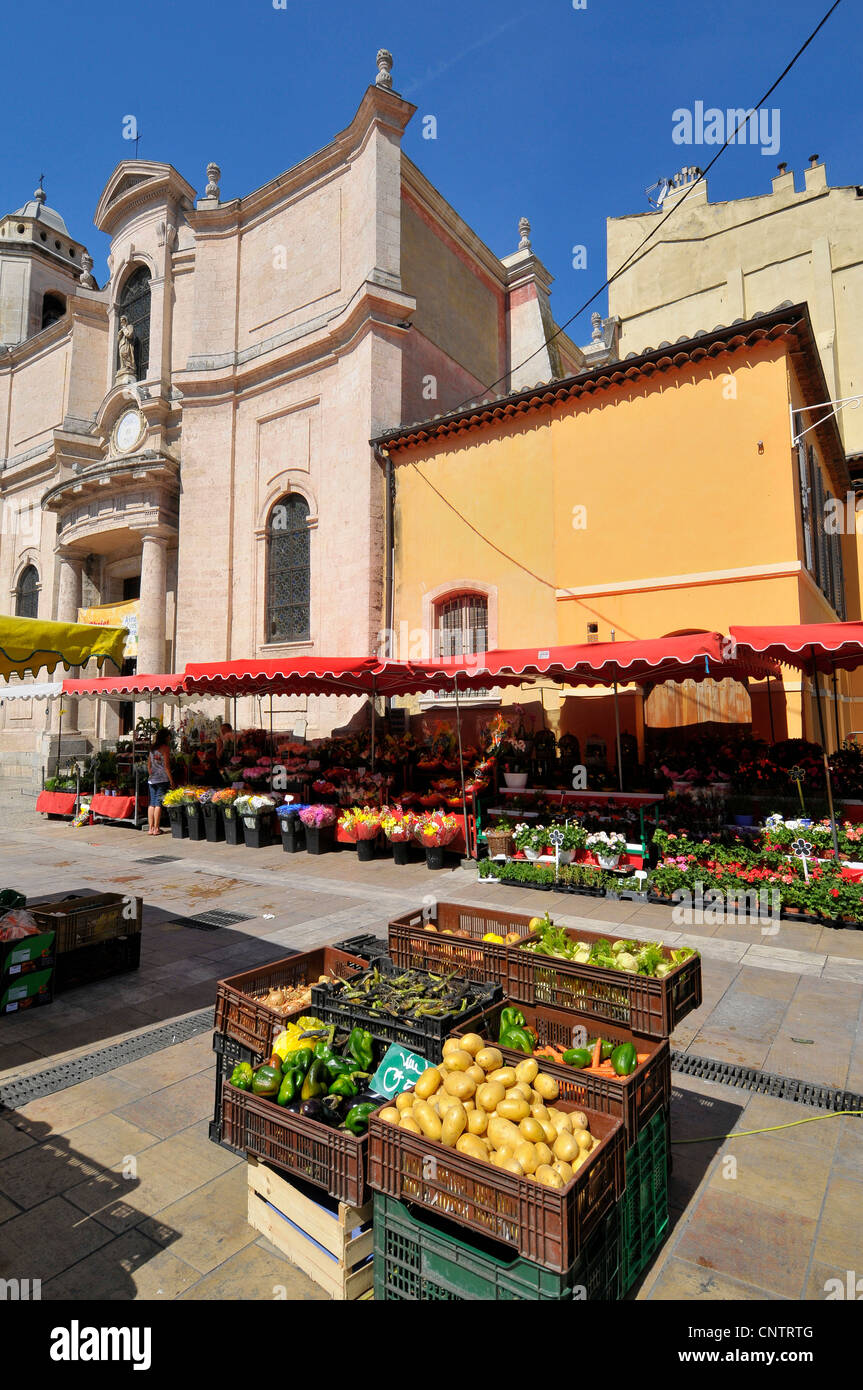 Farmers Market Display Open Air Toulon France French Riviera Mediterranean Europe Harbor Stock