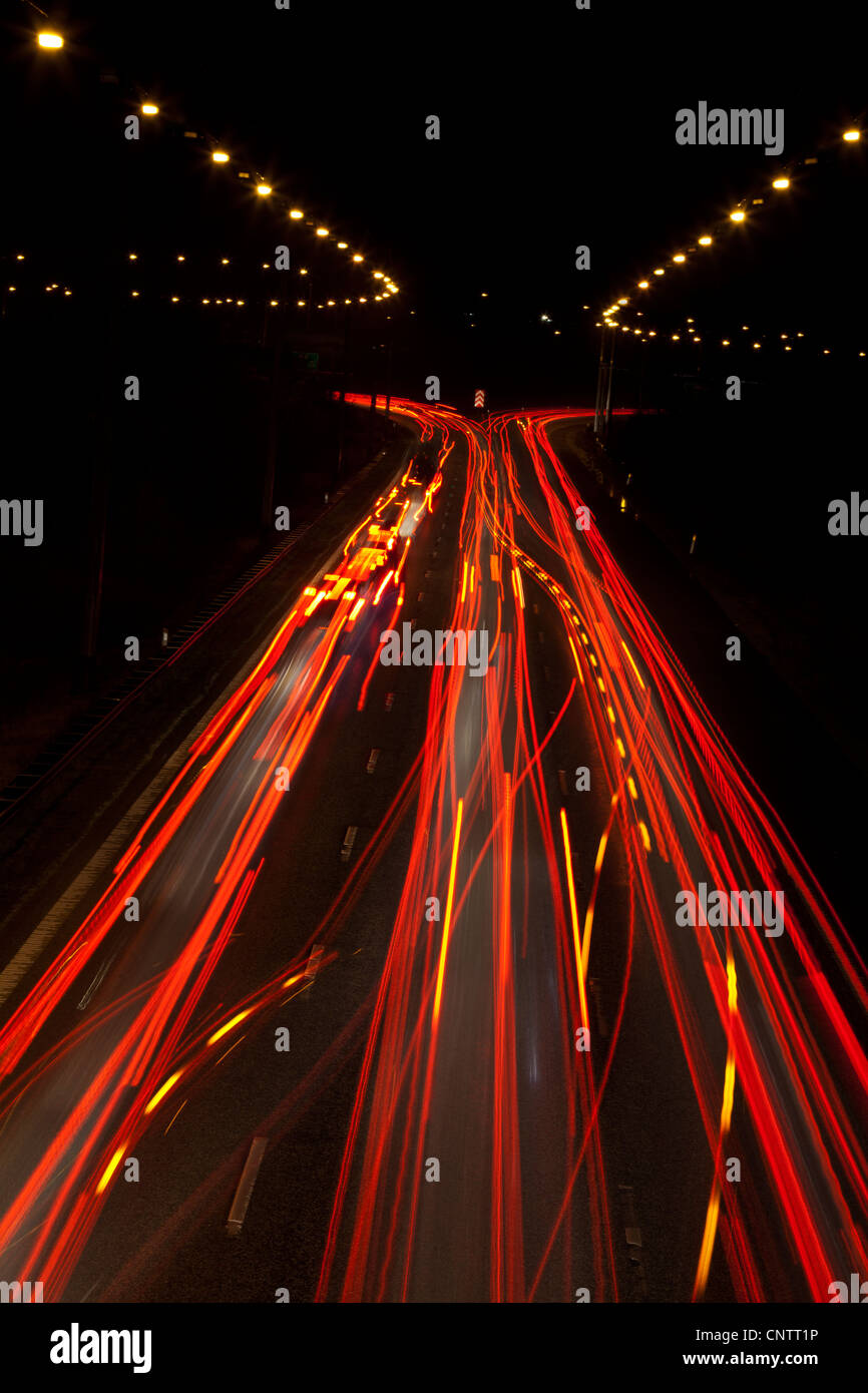 Time-lapse view of traffic at night Stock Photo