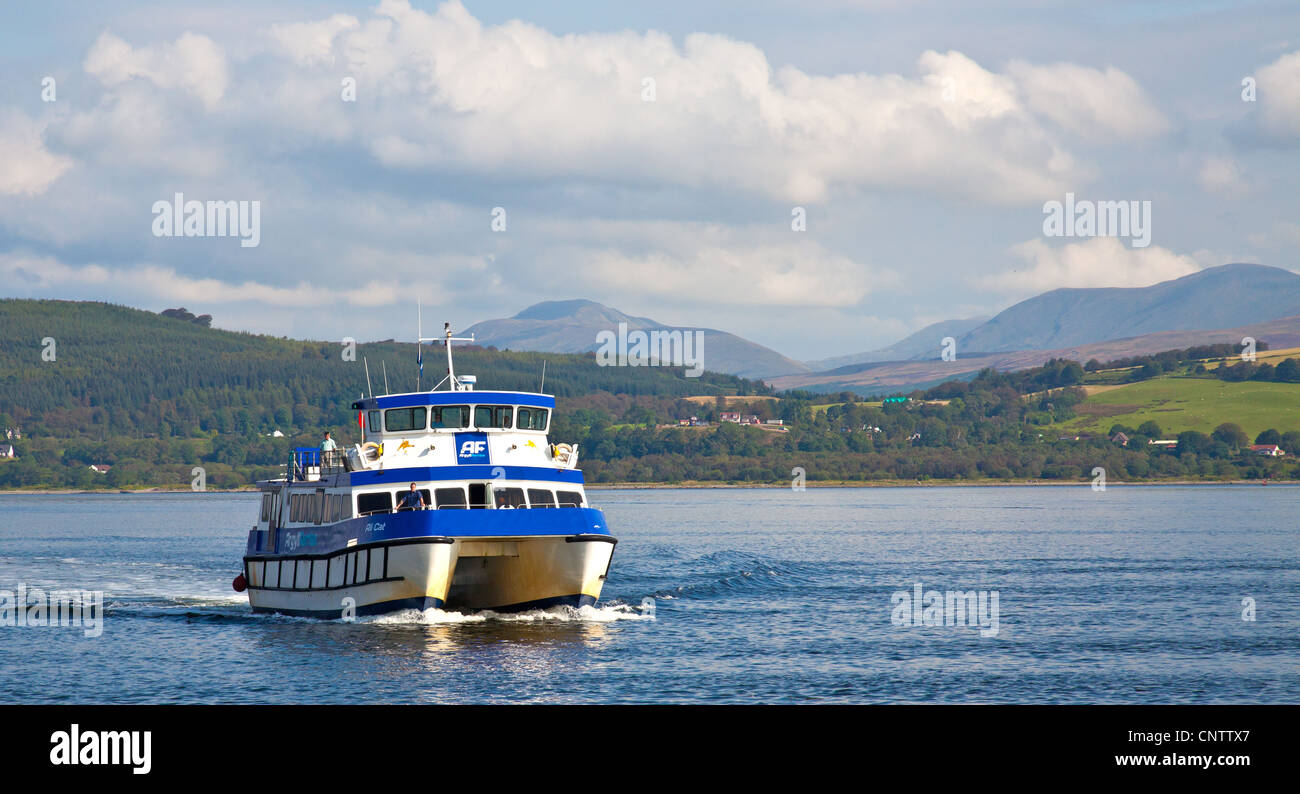 MV AliCat, a motor passenger catamaran boat operated by Argyll Ferries between Gourock and Dunoon across the Firth of Clyde. Stock Photo