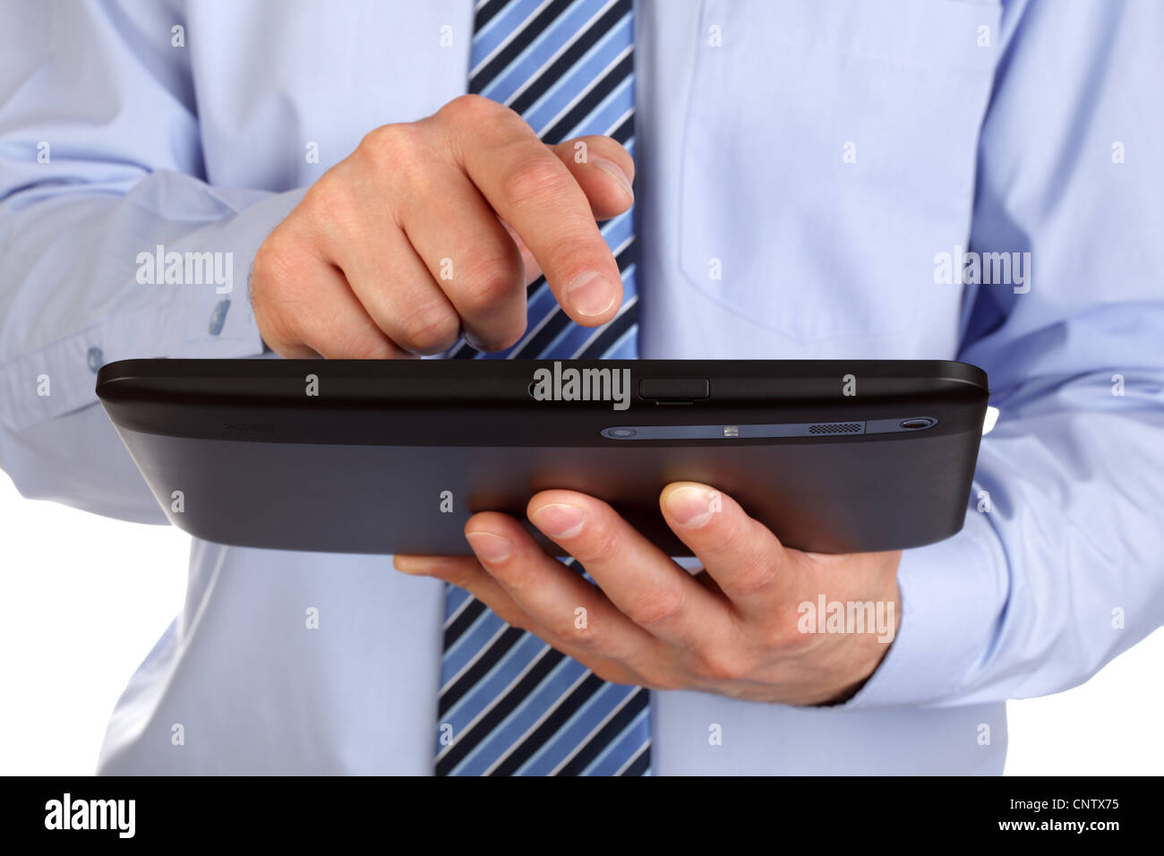 Business man working on digital tablet Stock Photo