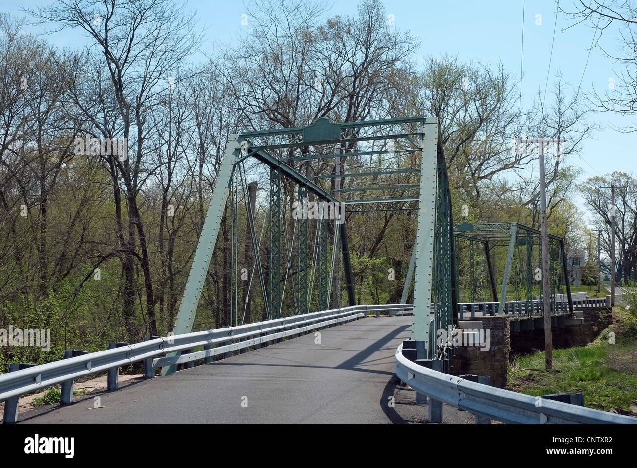 Twin bridges over a river. Stock Photo