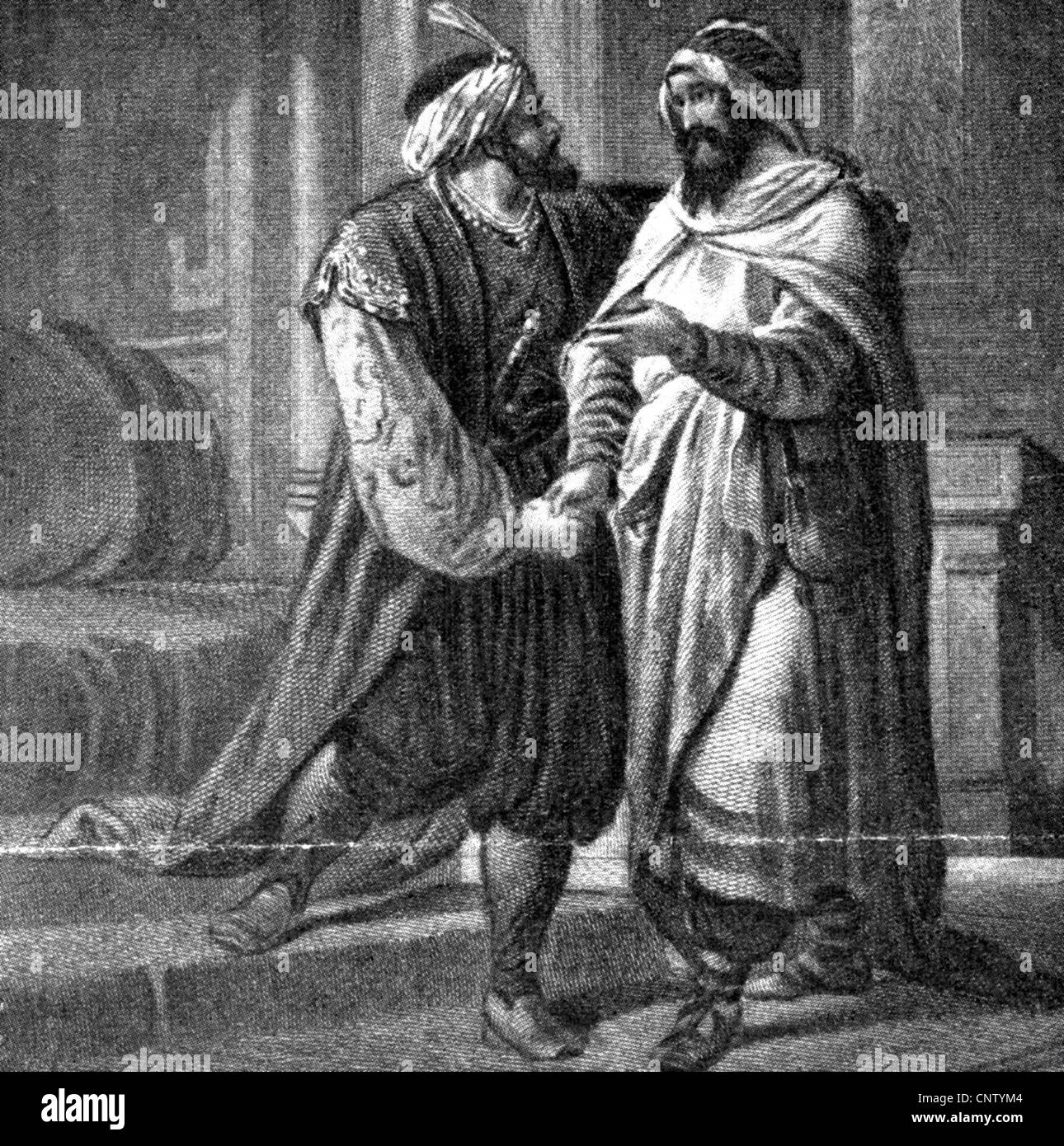 theatre / theater, stage play, 'Nathan the Wise', by G. E. Lessing, steel engraving by F. Rothbart, circa 19th century, , Additional-Rights-Clearences-Not Available Stock Photo