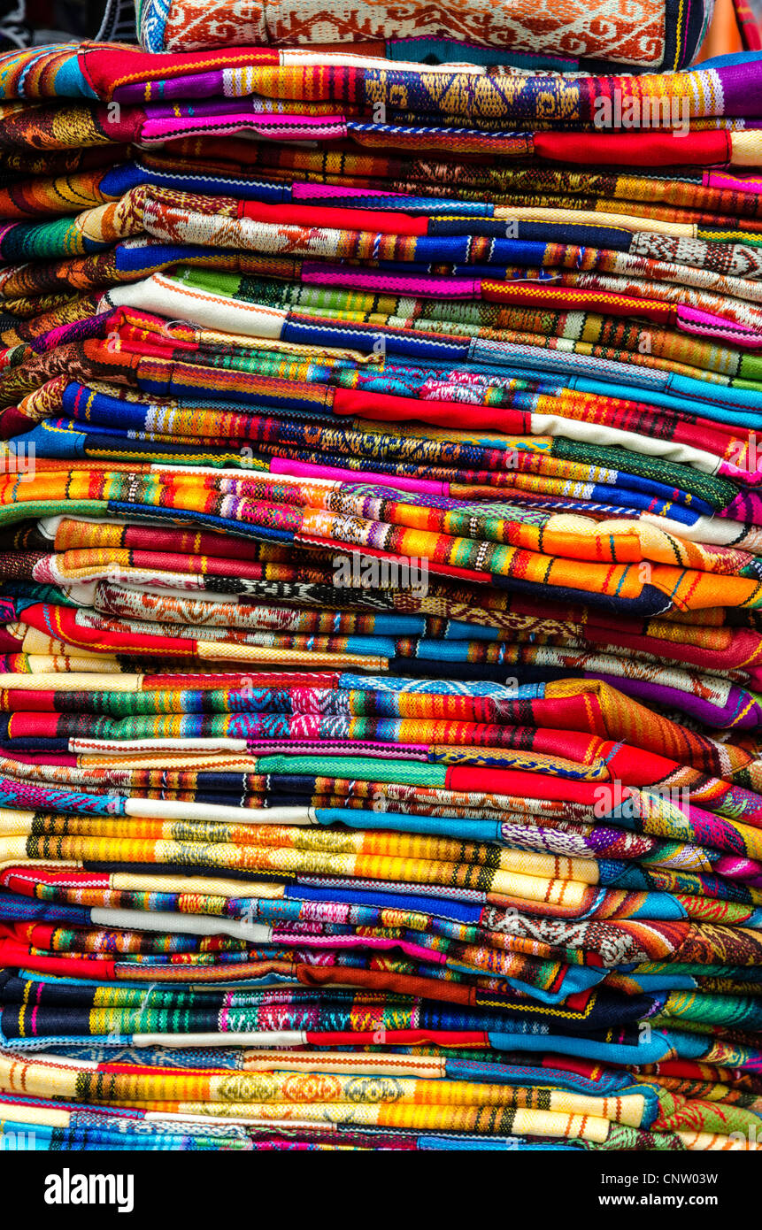 Handicrafts Otavalo market Ecuador Stock Photo