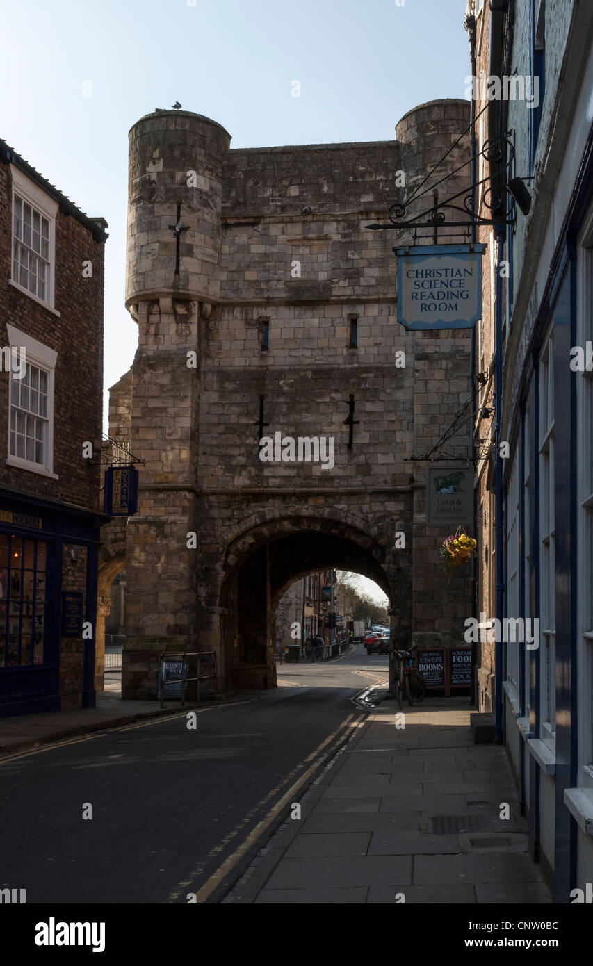 Yorks North western Gate to the walled city Stock Photo