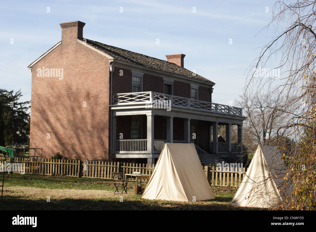 Spielberg reconstructs Appomattox Courthouse for his movie Lincoln. Maymont park, Richmond,VA 2011 Stock Photo