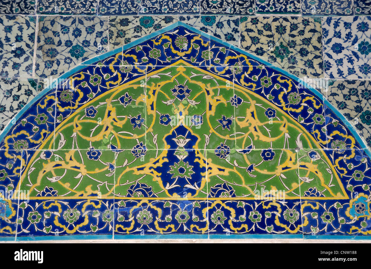 Geometrical design on wall in area of waterbasin, Topkapi Palace, Istanbul Stock Photo