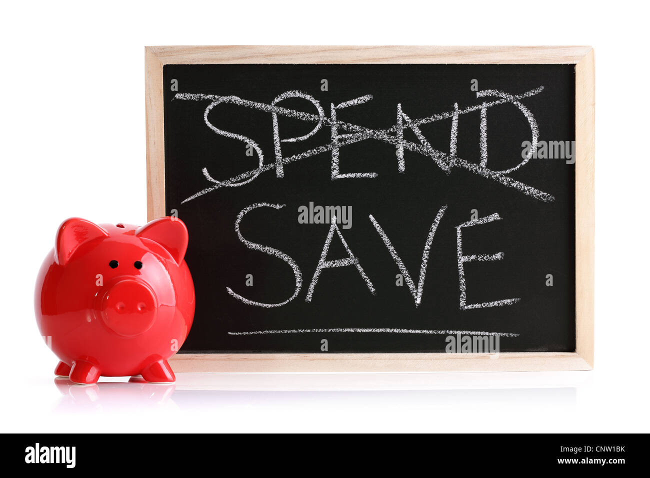 Piggy bank spend or save Stock Photo