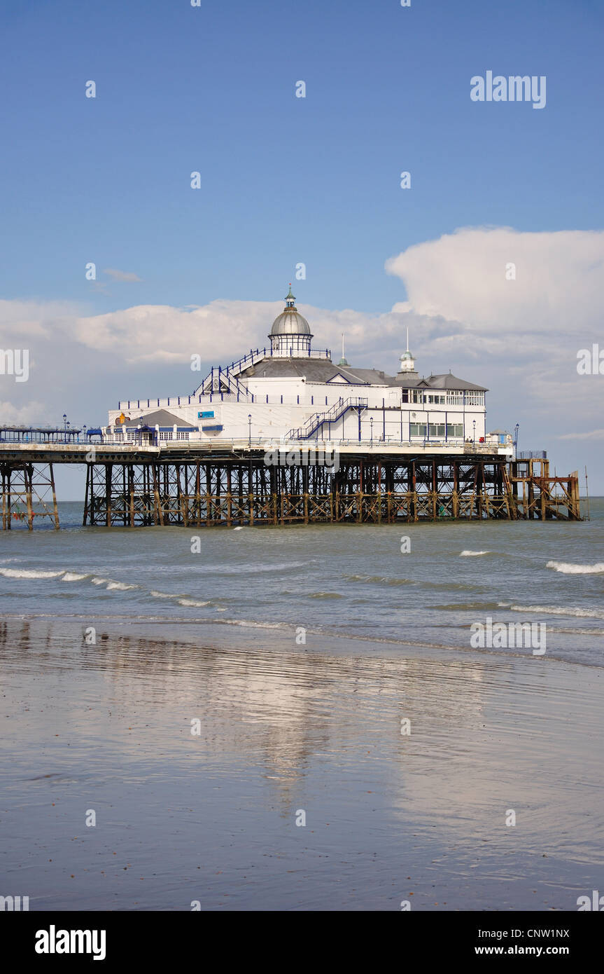 View of beach and pier, Eastbourne, East Sussex, England, United Kingdom Stock Photo