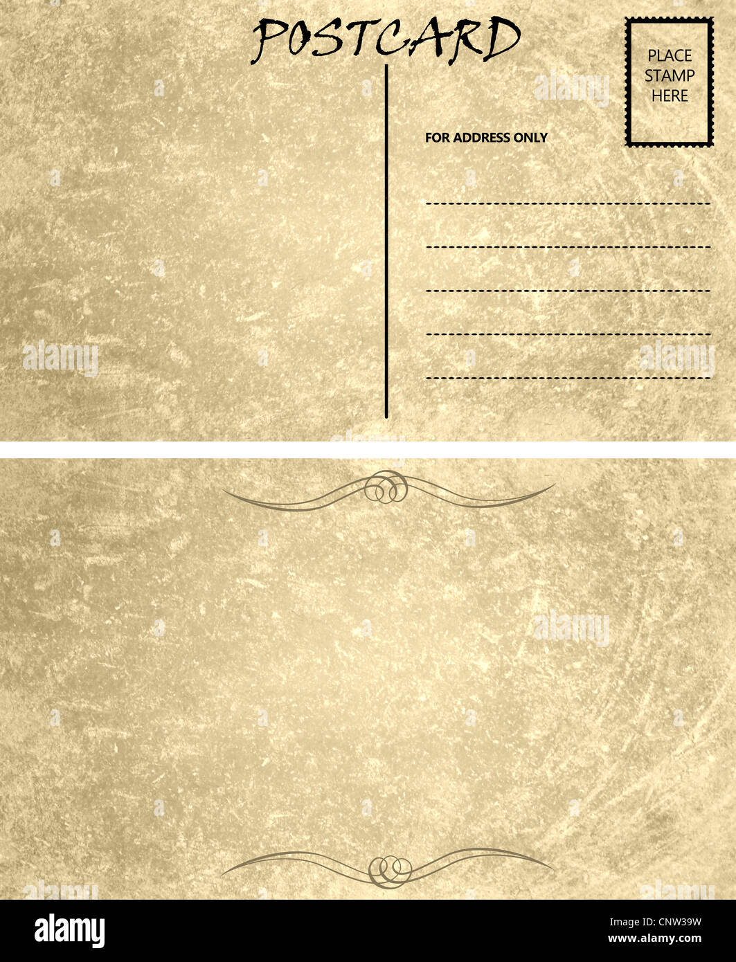 vintage stained postcard template with copy area front and back