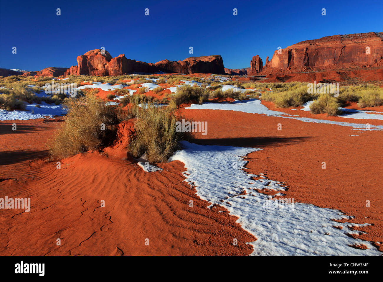Monument Valley in winter, mesas and monolithes, USA, Utah, Monument