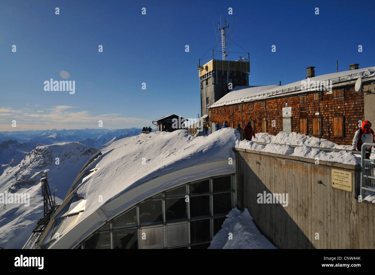 Zugspitze, viewing platform and weather station, Germany, Bavaria Stock Photo