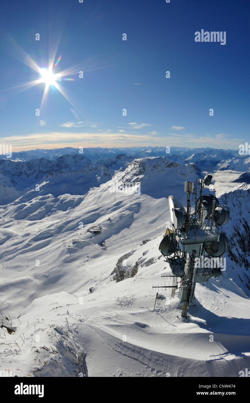 Zugspitze, weather station in winter, Germany, Bavaria Stock Photo