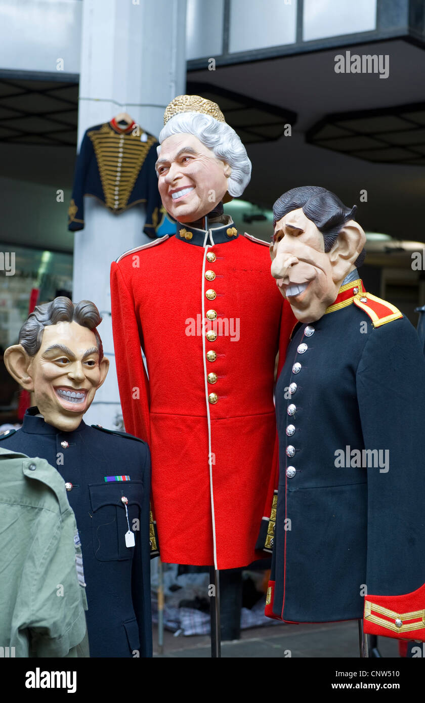 Europe England London, masks of the Royal Family in Portobello street