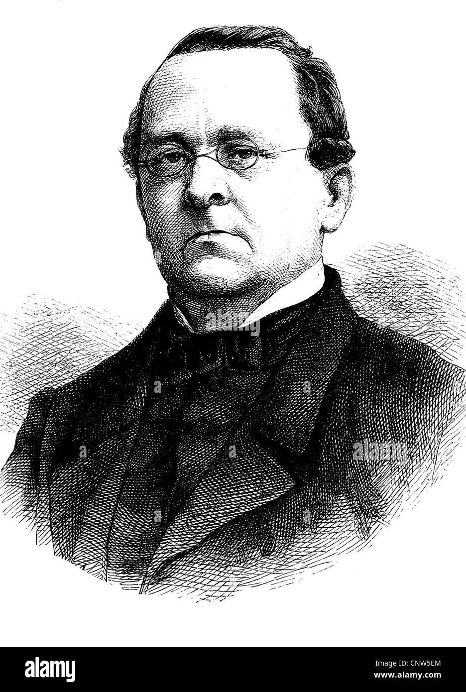 Anton Sommer, 1816 - 1888, Thuringian dialect poet, historical engraving, 1880 Stock Photo