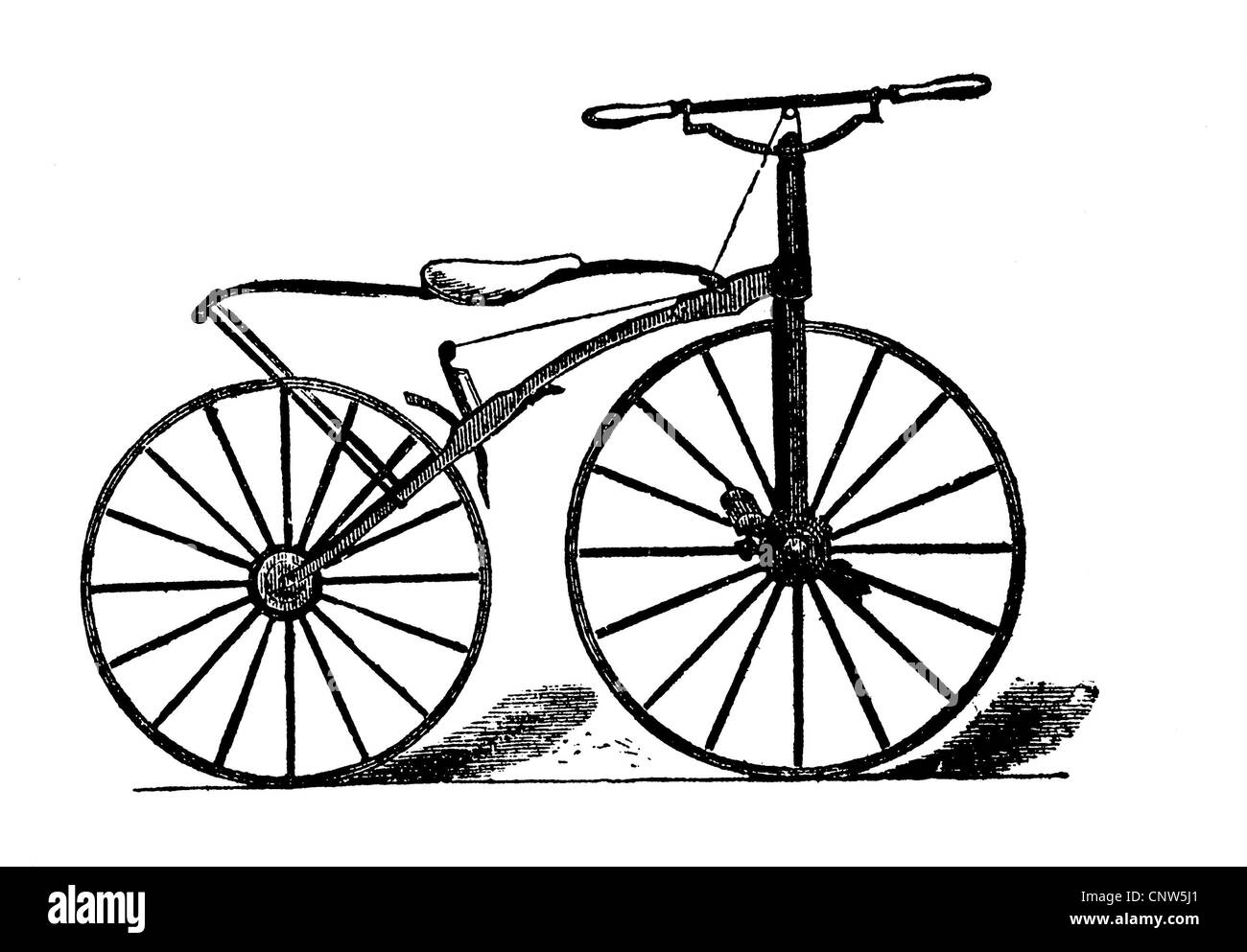 Velocipede from 1868, historical engraving, 1880 Stock Photo