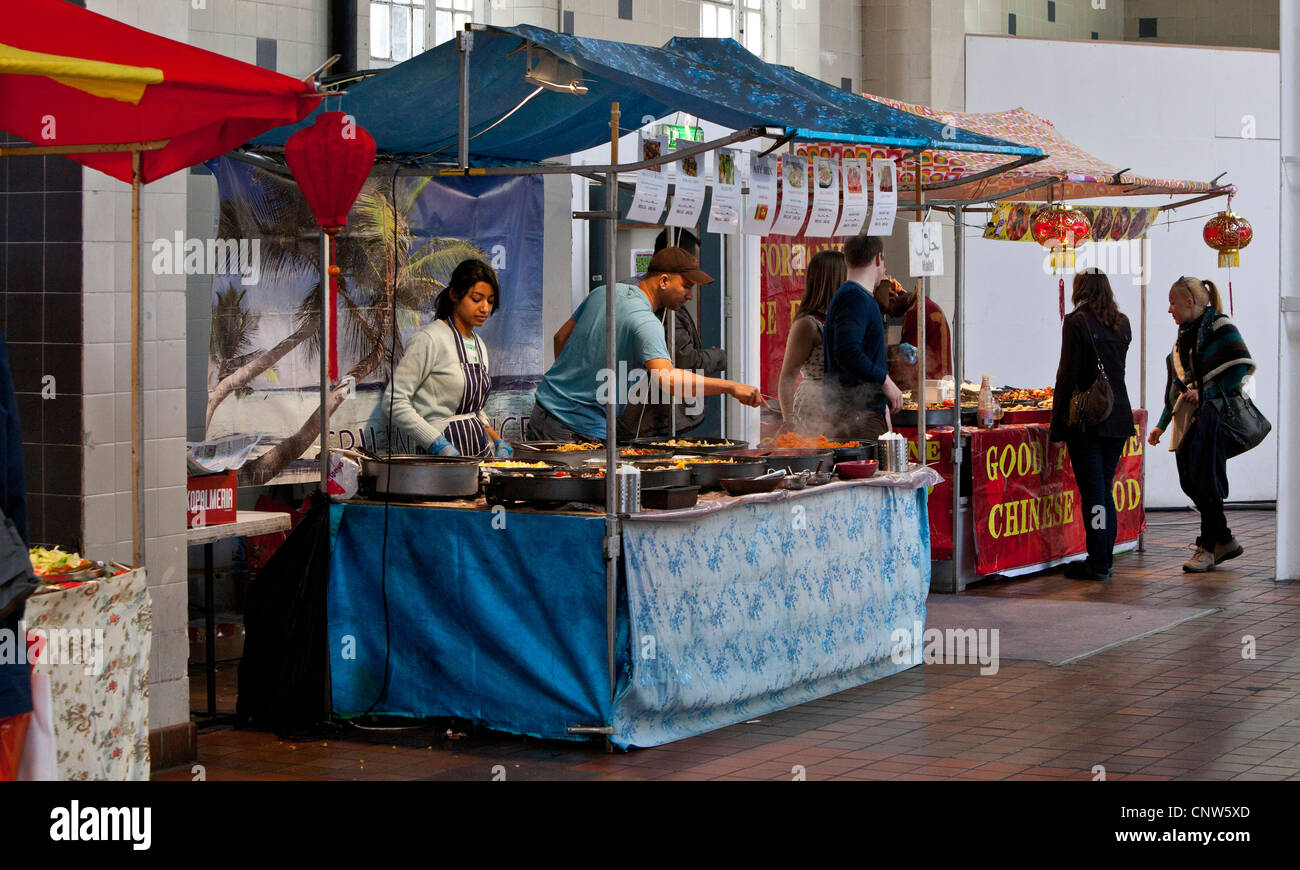 Asian food stalls, Spitalfield, London, England, Uk Stock Photo Alamy