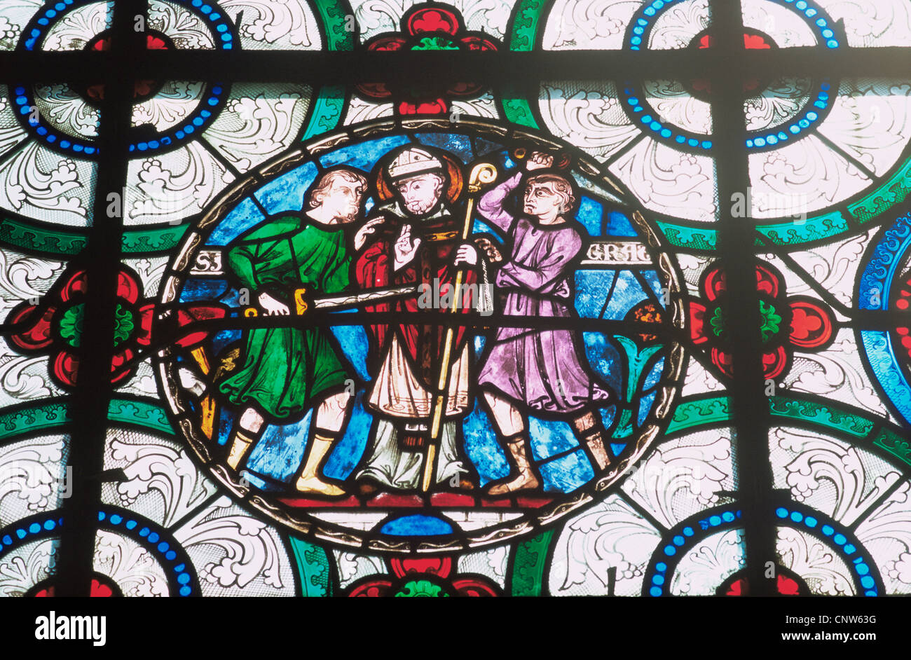 Kent Canterbury Canterbury Cathedral Stained Glass Window Depicting The Murder Of Thomas Becket Archbishop Of Canterbury Stock Photo Alamy