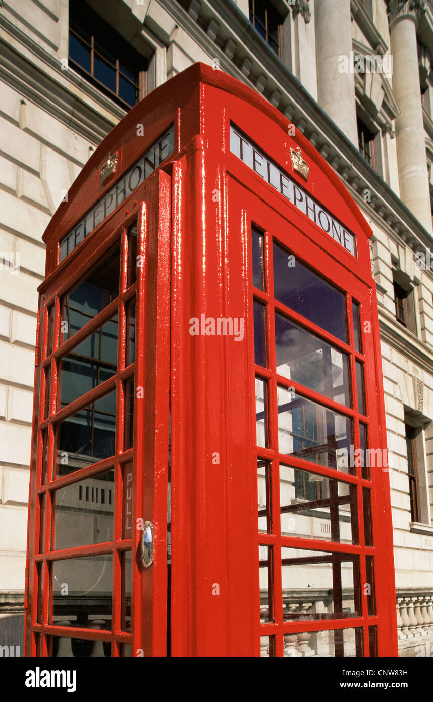 England, London, Red Telephone Box Stock Photo