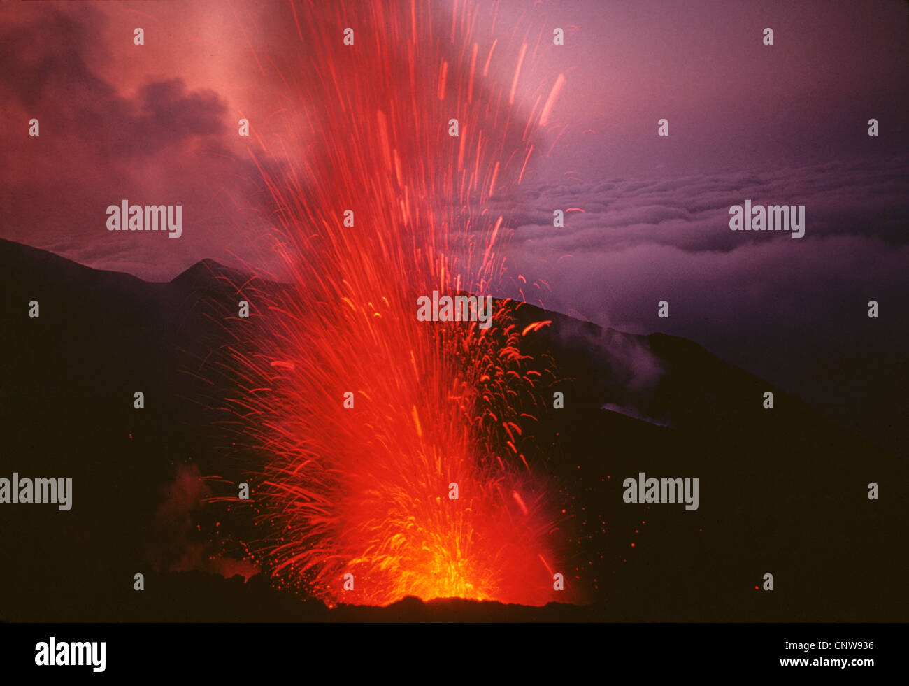 eruption of vulcano Etna, Italy, Sicilia Stock Photo