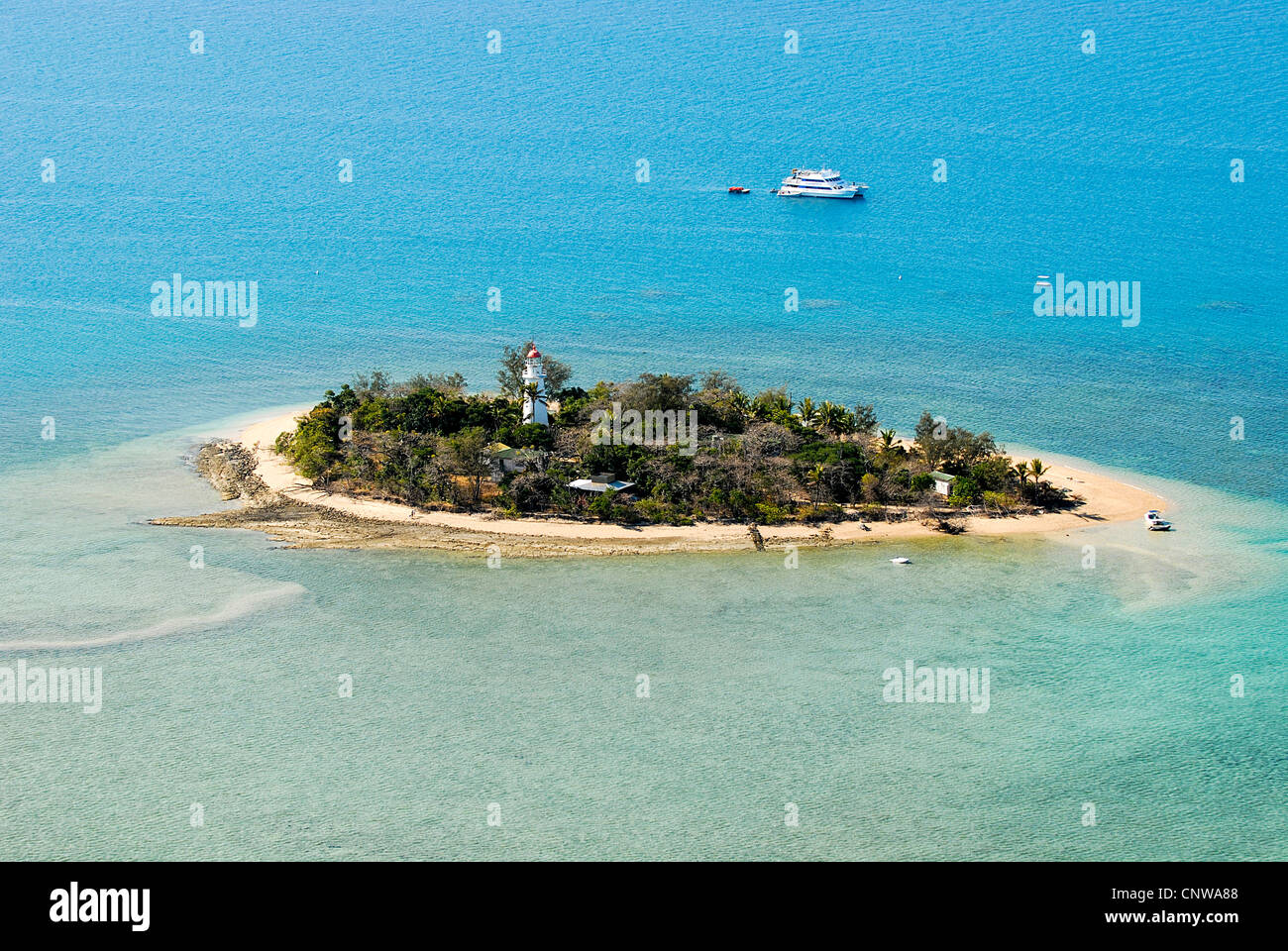 island in the Great Barrier Reef von oben, Australia, Queensland Stock Photo