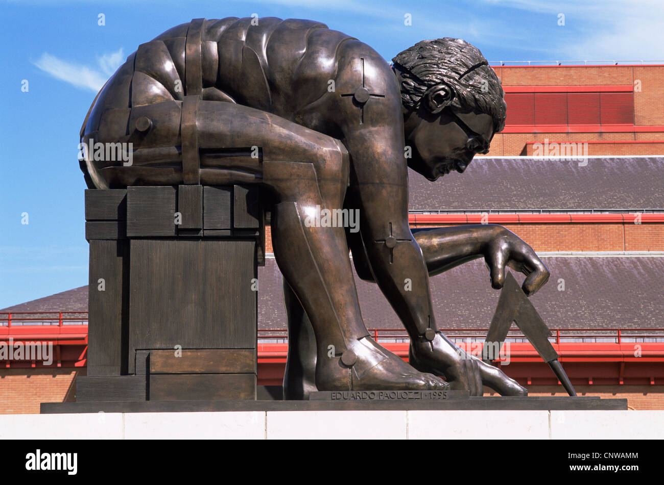 England, London, British Library, Bronze Statue of Sir Isaac Newton by Eduardo Paolozzi Stock Photo