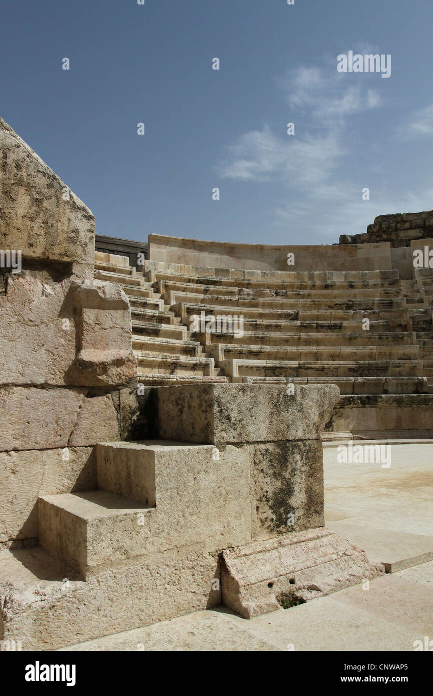 The Odeon, built in the 2nd century AD on the Jebel al-Ashrafiyeh just near the Roman Theater in downtown of Amman, Jordan. Stock Photo