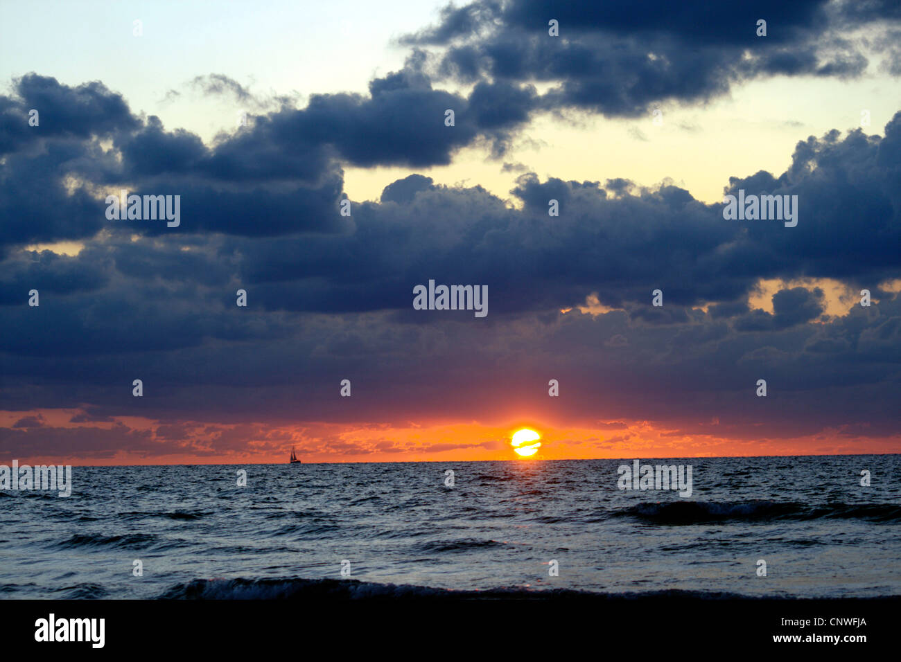 sunset at the sea, Israel, Tel Aviv Stock Photo