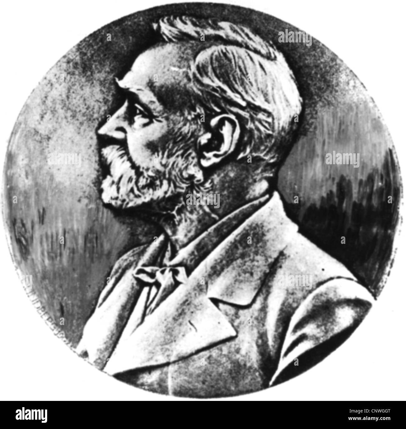Nobel, Alfred, 21.10.1833 - 10.12.1896, Swedish chemist, portrait, medal, Stock Photo