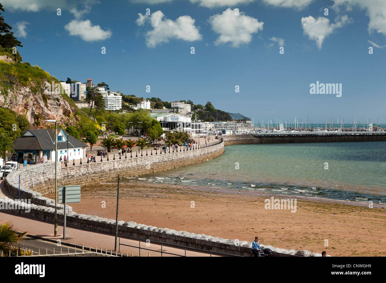 UK, England, Devon, Torquay, Torbay Road beside seafront and marina Stock Photo