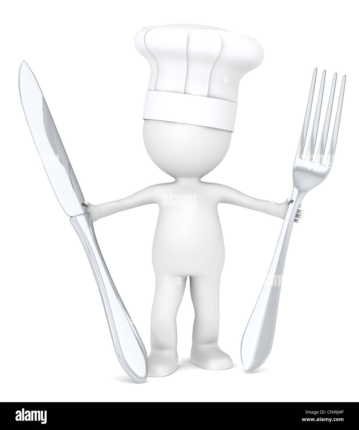 3d character holding knife fork hi-res stock photography and images - Alamy