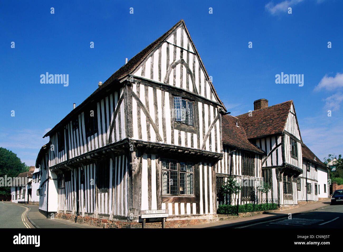 England, Constable Country, Suffolk, Lavenham, Old Wool Market Building Stock Photo