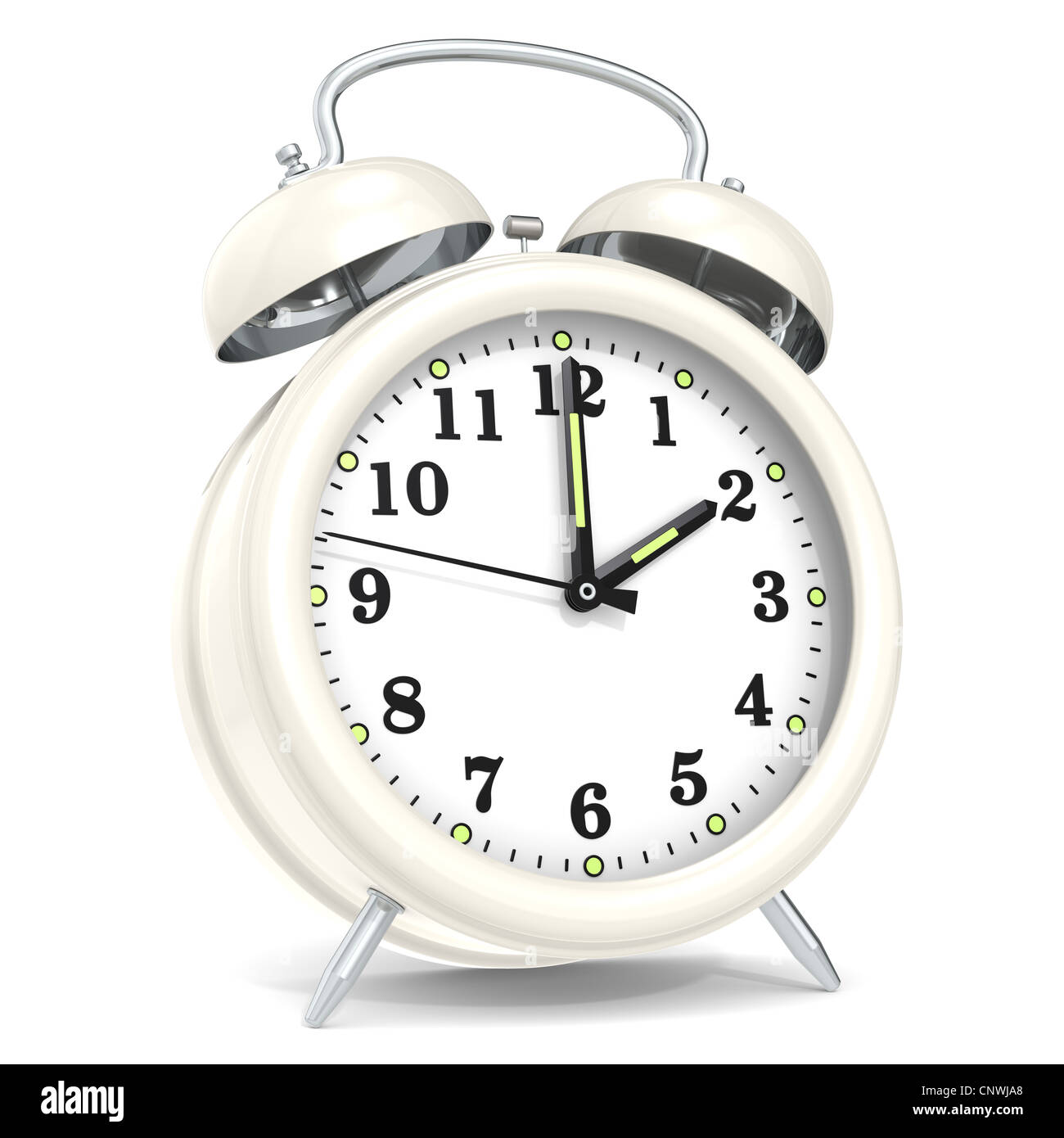 Classic alarm clock. Cream White Stock Photo Alamy