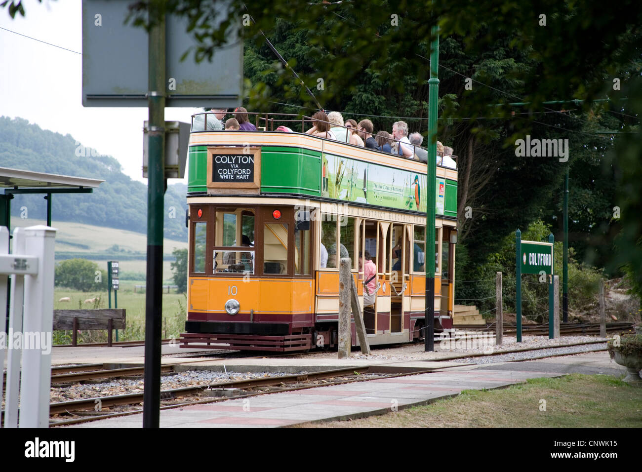 Tram between Colyton and Colyford, East Devon Stock Photo