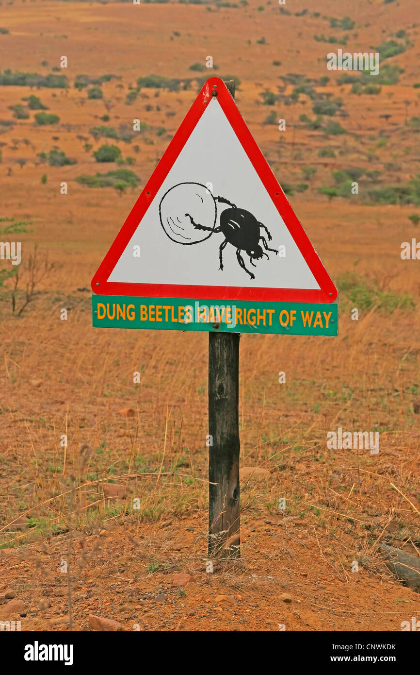 warning signs telling pedestrians to protect the useful beetle, South