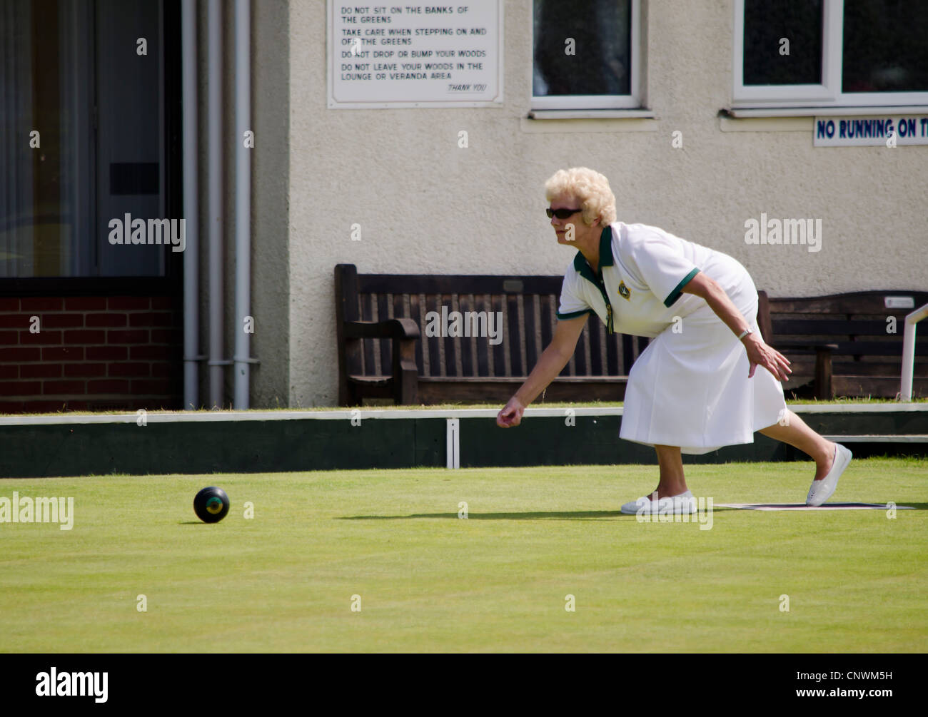 woman bowling Stock Photo