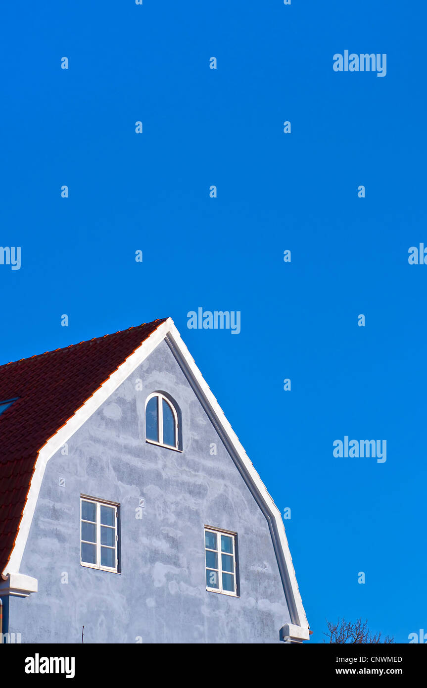 The gable end of a typical swedish home from a certain perspective. Stock Photo