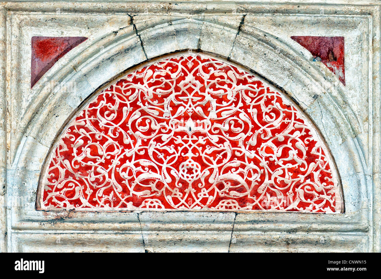 Islamic art from the Sehzade mosque in the turkish city of Istanbul. Stock Photo