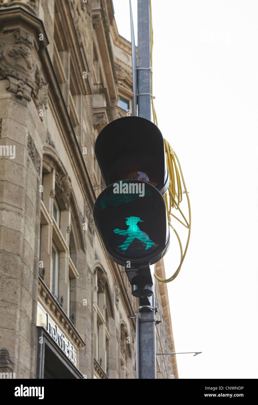 Berlin green walking man traffic signal Stock Photo