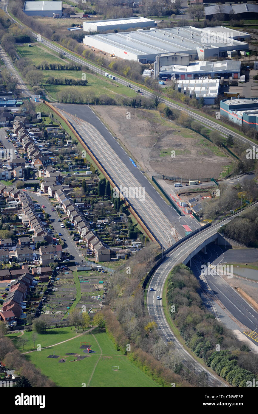 Aerial view of telford rail freight terminal International Railfreight Park in Donnington, Telford. Stock Photo