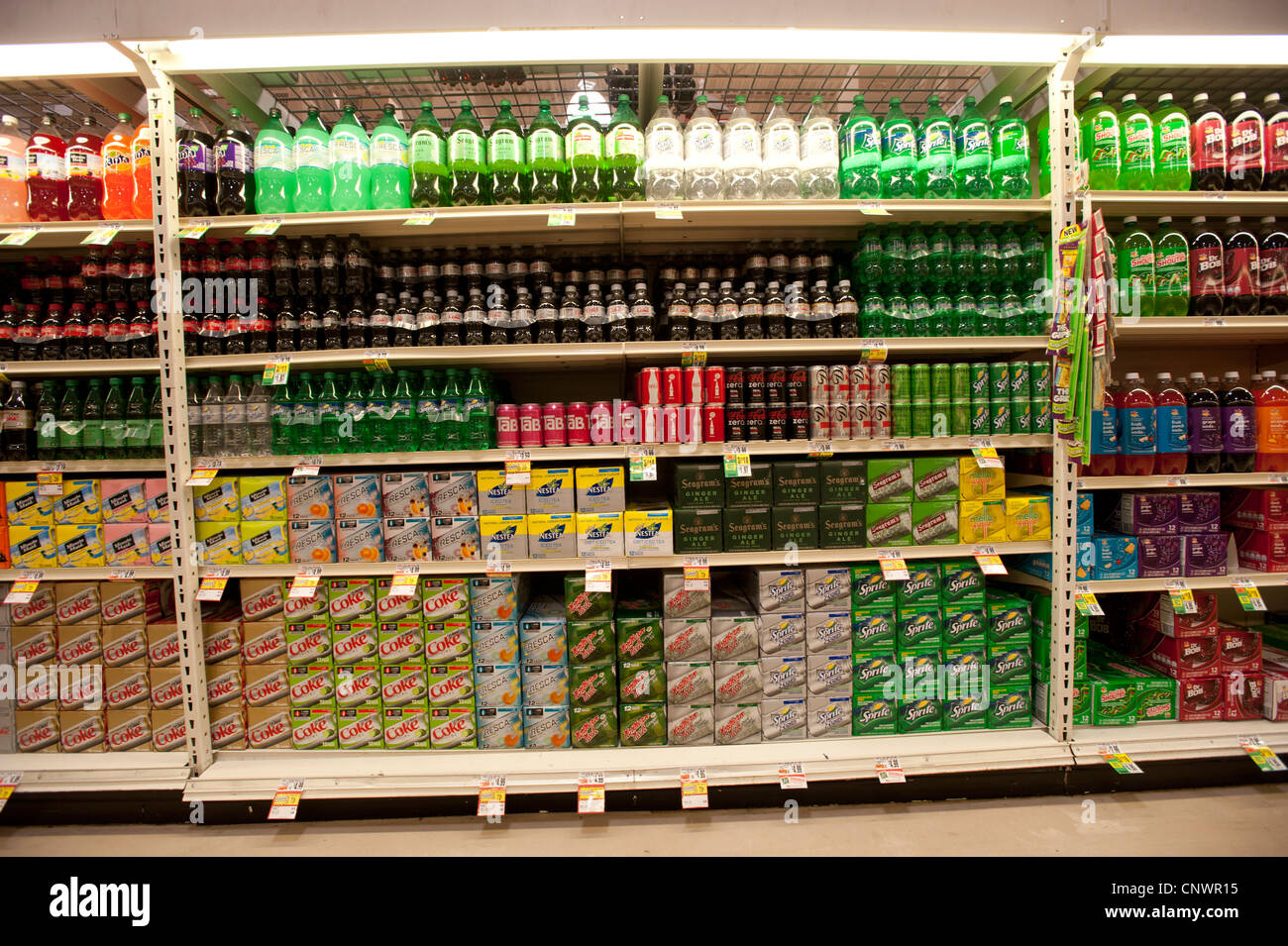 Soda isle in the grocery store Stock Photo