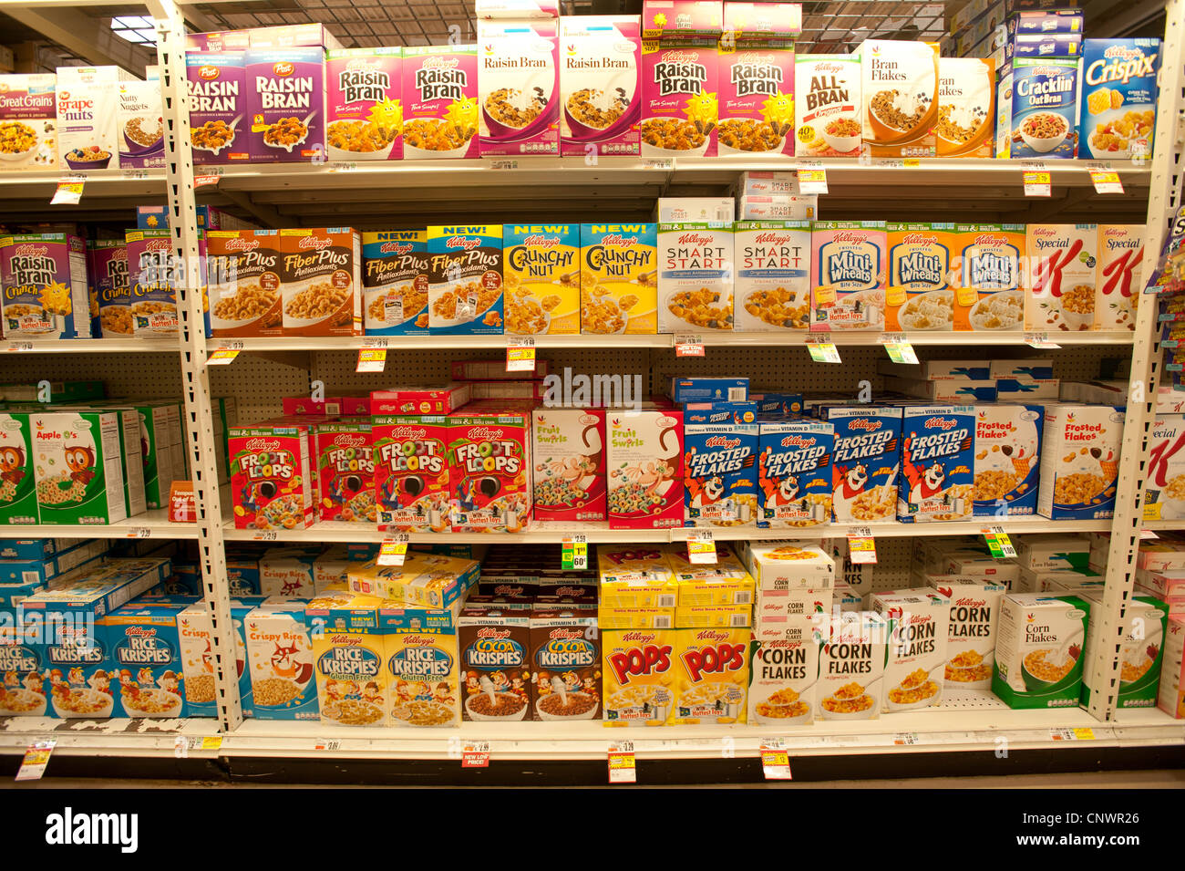 Cereal isle in the grocery store Stock Photo