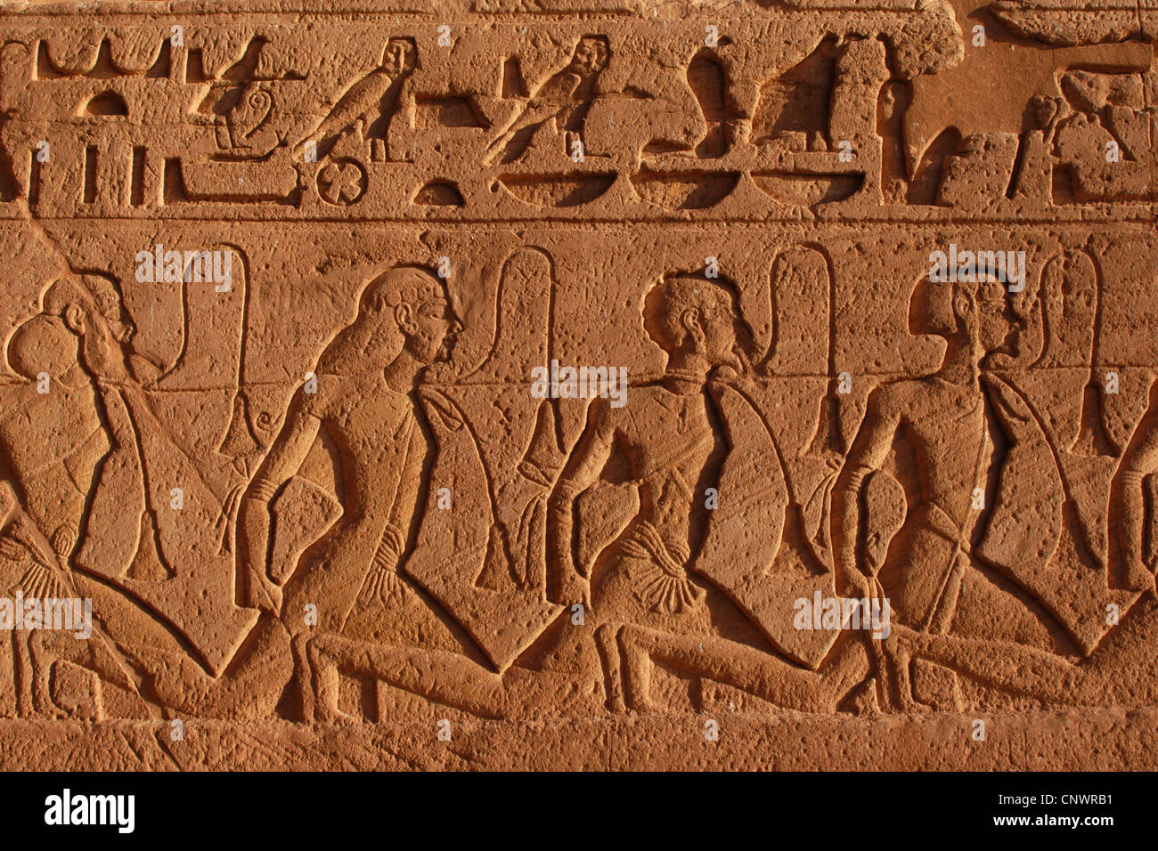 Captive Hittites. Relief from the Great Temple in Abu Simbel, Nubia, Egypt. Stock Photo