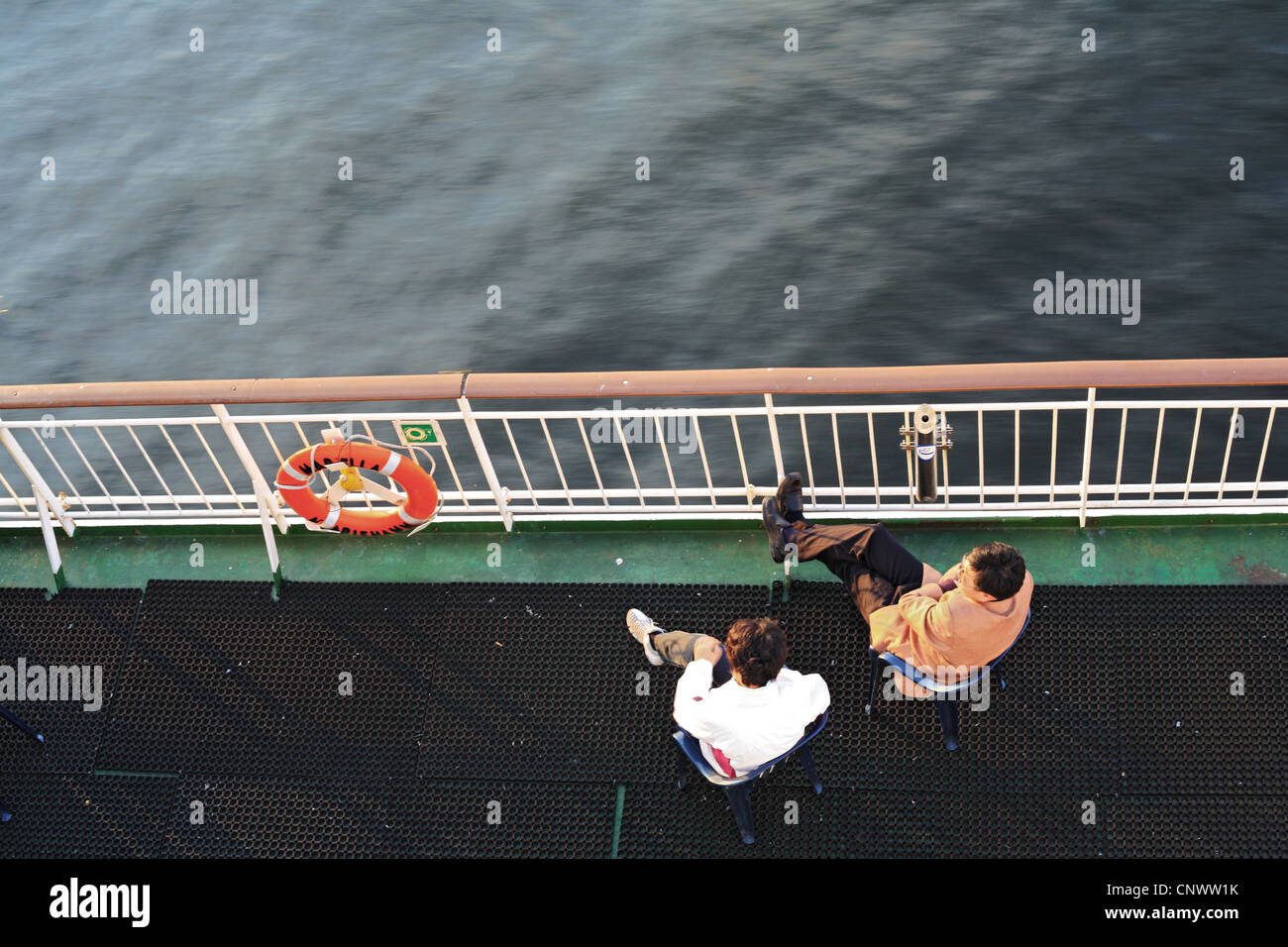 Tourists on the ferry from Finland to Sweden, Finland, Baltic Sea Stock Photo