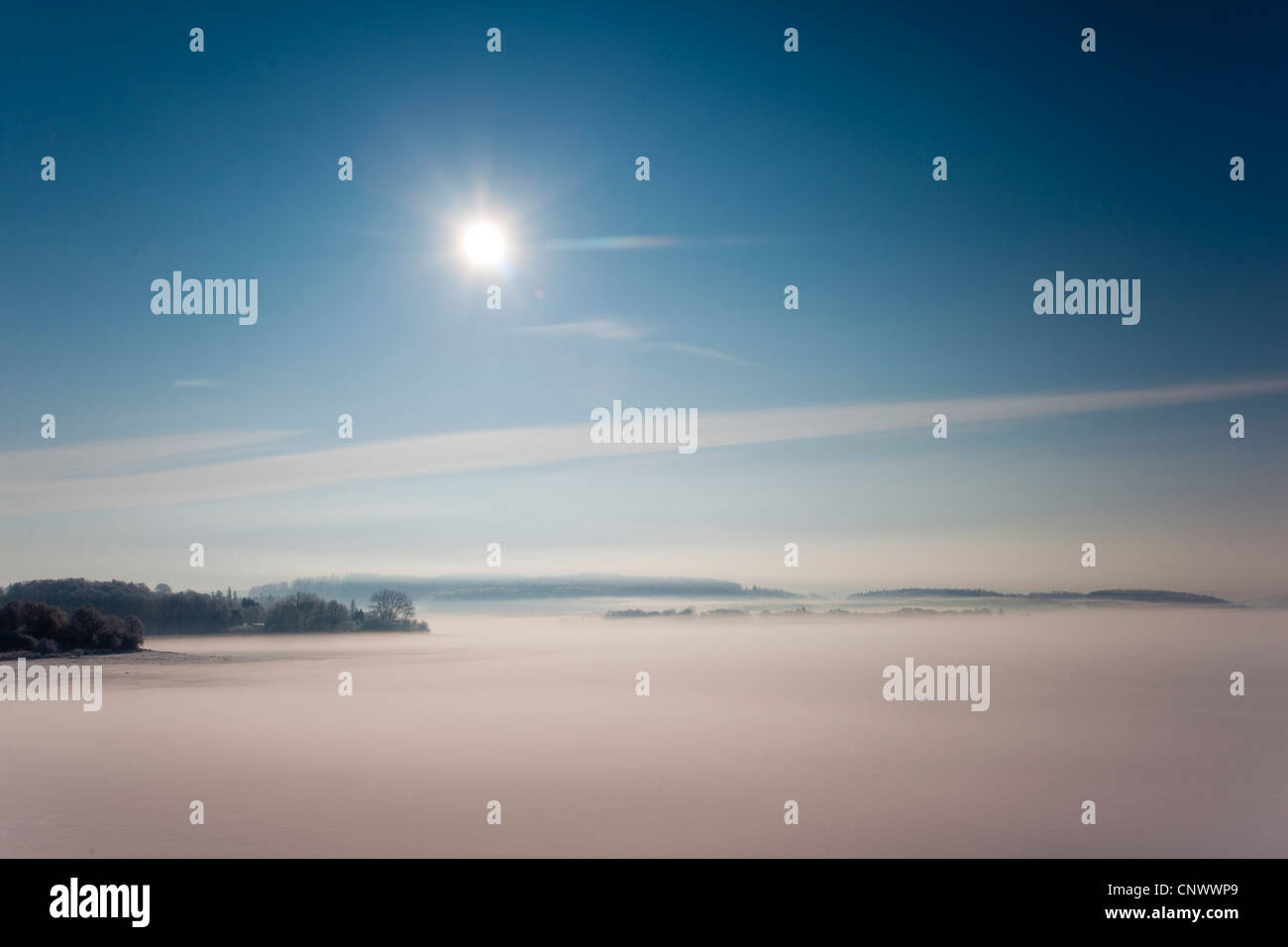 winter landscape in morning light, Germany, Saxony, Vogtland Stock Photo